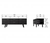 Bekijk BePureHome Watch TV meubel bezaagd mat zwart massief grenen BePureHome Watch TV meubel bezaagd mat zwart massief grenen